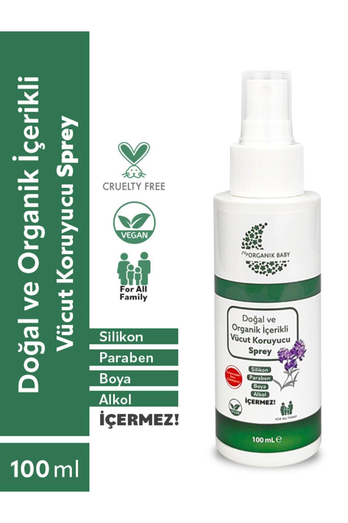 Organik Baby Organik Ve Doğal İçerik Vücut Koruyucu Sprey,Güneş Kremi Ve Çok Amaçlı Hero Anlık Yatıştırıcı 100Ml