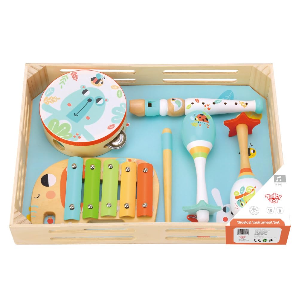 TOOKY TOY Holz Musikinstrumente Set FSC Holz: Musikinstrumente Spielzeug für Kinder, Montessori Musikspielzeug, Fördert Motorische, Kognitive & Sensorische Entwicklung, Geschenk ab 1 Jahr