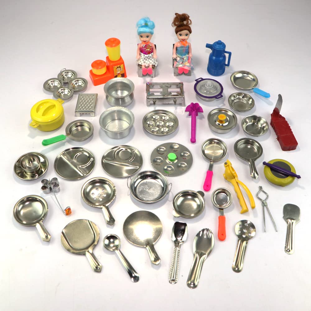 44 Pieces - Miniature Kitchen Set, Kitchen Set for Kids Girls, Real Cooking Kit for Play, Steel Kitchen Set for Girls, Choppu Jaman, Miniature Cooking Set (Pack - 44) (B0BZ11F573) Amazon Price History, Amazon Price Tracker