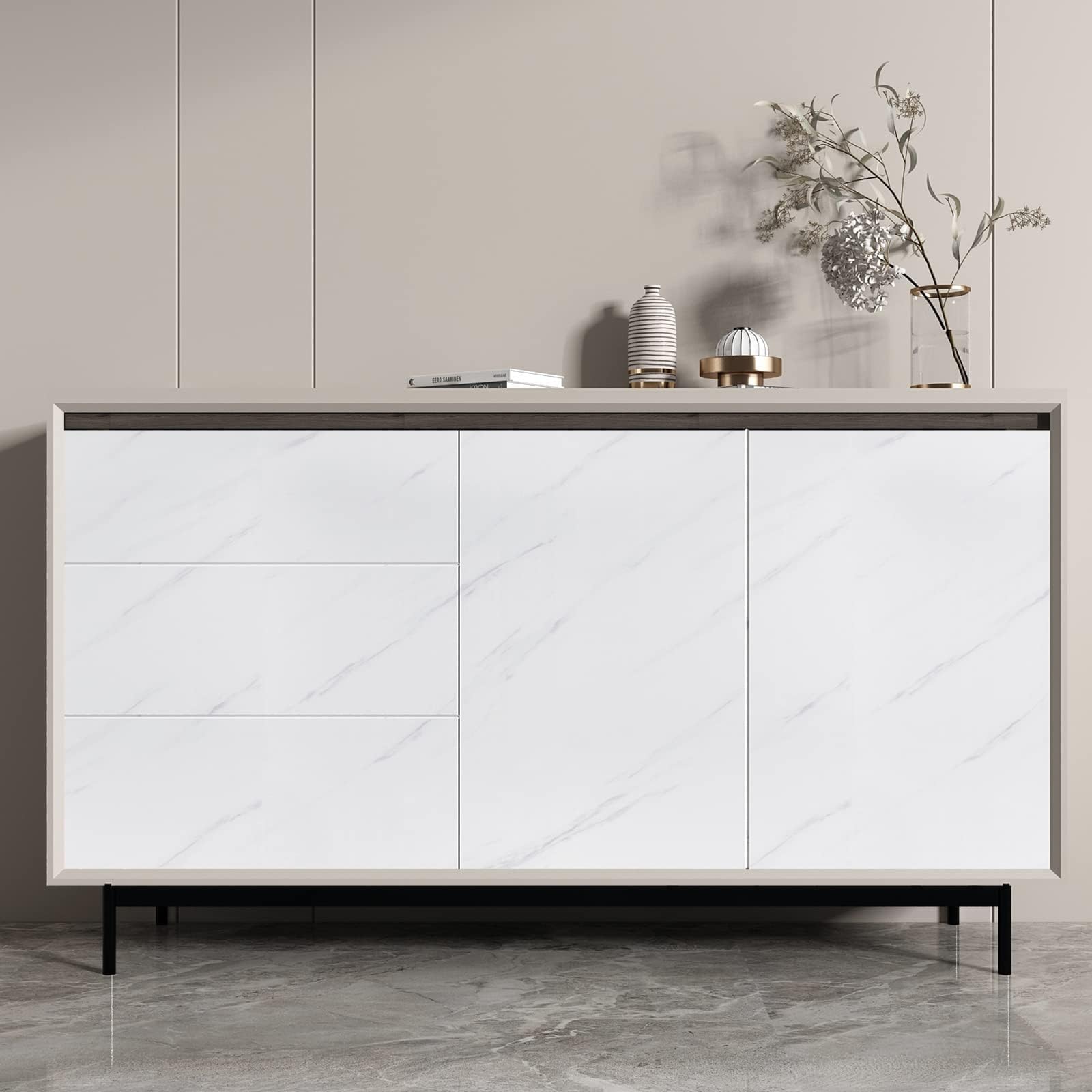 Decotalk Vinilo Adhesivo Muebles Blanco Effecto Mármol 81X500cm Vinilo Encimera Cocina Impermeable Papel Adhesivo para Muebles Blanco Papel Pintado Autoadhesivo Baño Cocina Armario Escritorio Mesa