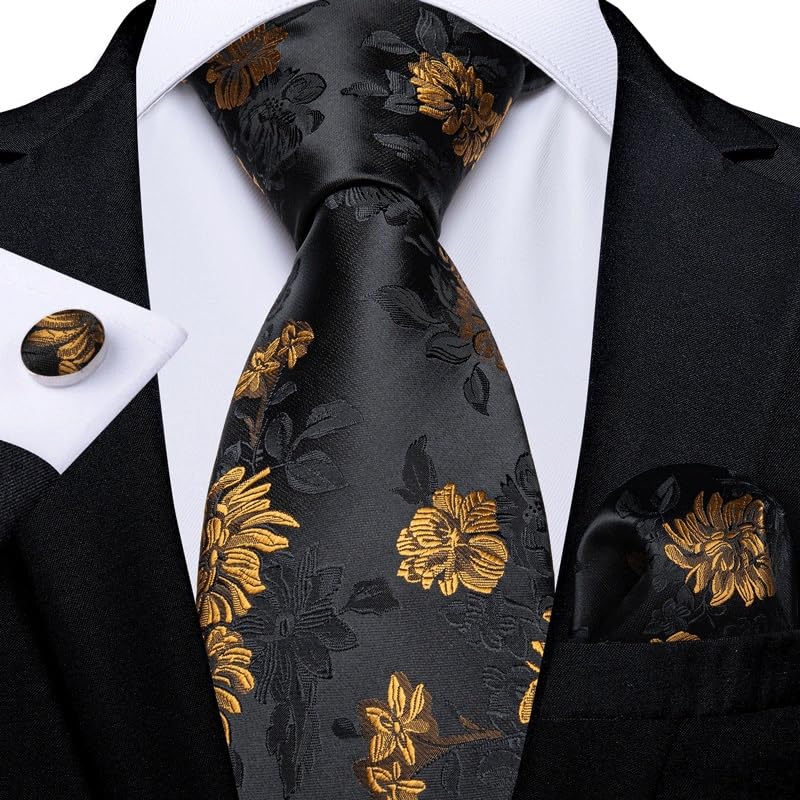 Corbata de seda para hombre con pañuelo y accesorios miniatura 2