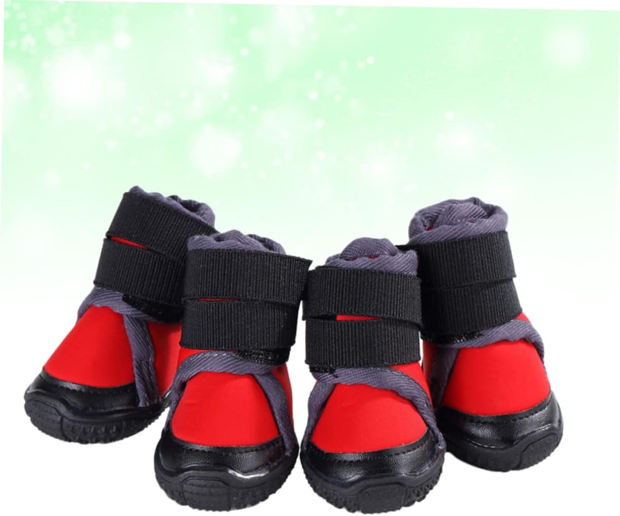 4pcs Dog Warm Shoes Outdoor Non- Boots for Mountain Climbing Red Breathable for