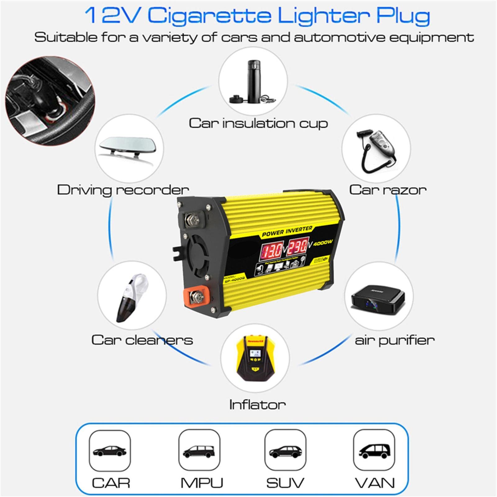 a-r Kit Completo de energía Solar,300W Convertidor Inversor 18W Panel Solar Completo | Controlador Resistente a la Intemperie DC 12V a AC 110/220V 30A con 2 Puertos USB
