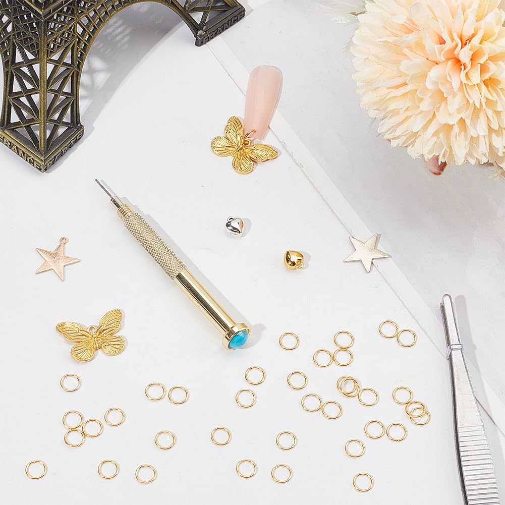 DELORIGIN 153pcs Star Dangle Nail Art Charms Sets Cross Moon Heart Pendant Nail Jewelry Rings with Nail Piercing Tool Hand Bore Gels Decorations for Women DIY Nail Design Tips Craft Jewelry Making - Image 4