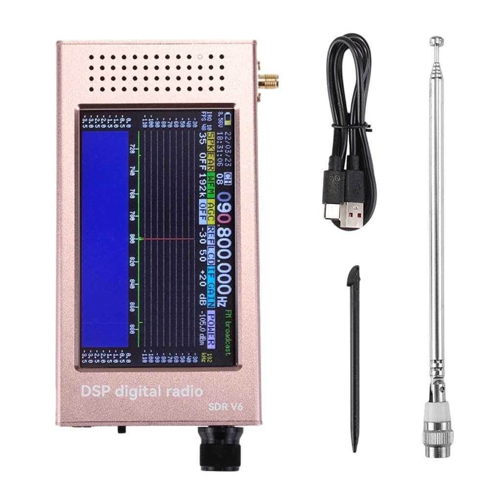 SDR-V6 Software Defined Radio Empfänger 100kHz-149MHz mit 4,3 Zoll IPS Touchscreen, Aluminiumgehäuse, 3000mAh Akku, CW/AM/SSB/FM Modi für Amateurfunk und Kurzwellenmonitoring, Schwa