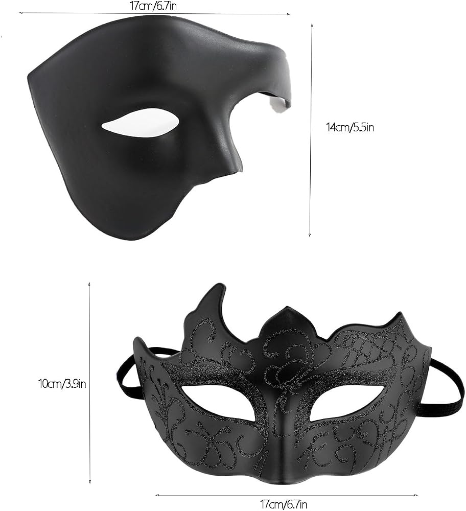 Lot 2 Masques Vénitiens Couple Or - Masques Mascarade Demi-Visage Pour Bal & Carnaval