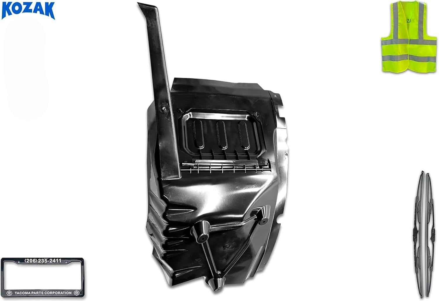KOZAK Liner Fender Complete L46-1102R Right Passenger Side Compatible with Kenworth T680 Next Gen 2022+, Includes Logo, 2x 22" Wipers, License Plate Frame and Vest