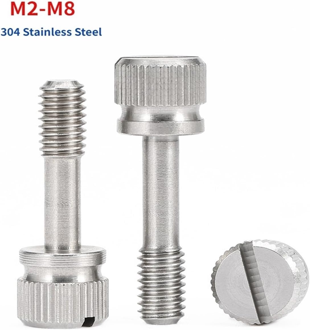 HErtL High Strength Screws,304Stainless Steel Gb839 Slotted Hand Screw One-Word Slot Hand-Tighten Anti-loosening Knurled Thumb Screw(16mm,M4 (5Pcs))