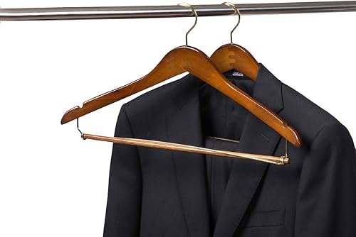 Miniatura 2 de Quality Hangers Perchas de madera hermosas y resistentes para trajes, perchas curvadas ideales para viajeros, perchas resistentes con barra de