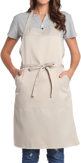 BIGHAS Adjustable Bib Apron with Long Ties for Women Men 18 Colors Chef Kitchen Cooking
