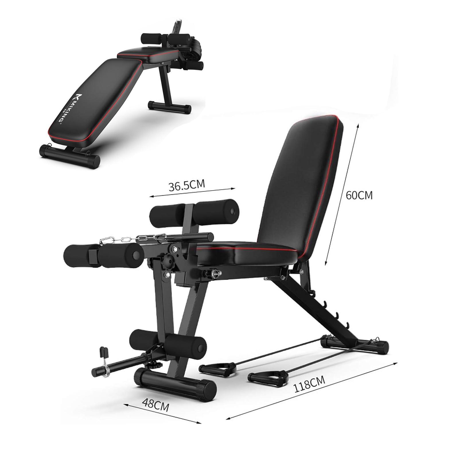 Panca Multifunzione Palestra Casa, Panca Palestra Pieghevole, Bench per Addominali con Leg Extension Leg Curl Pesi Schienale Regolabile in 4 Livelli Dischi per manubri non inclusi