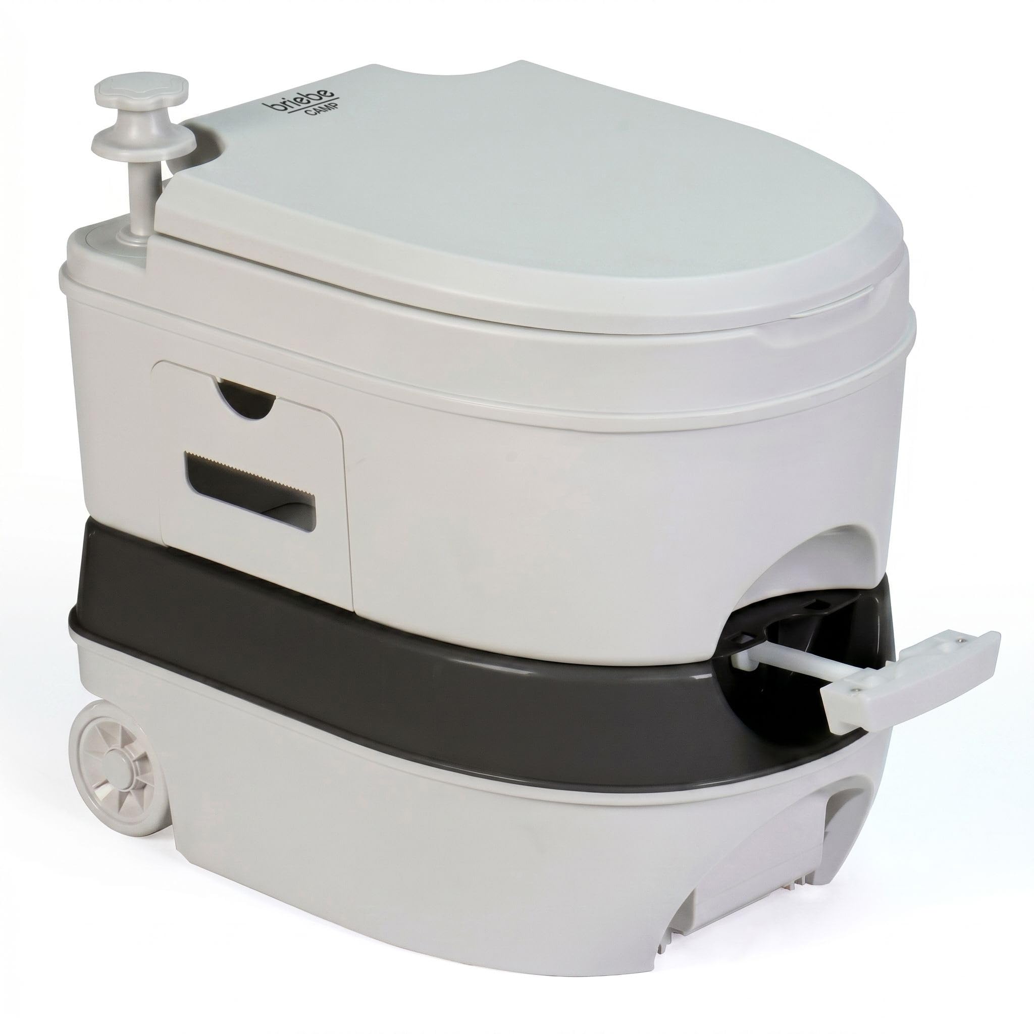 briebe Camp WC Inodoro Portátil Químico con Ruedas Adultos Potty 24L Camping, Camper, Auto Caravana, Water con Cisterna Descarga Agua 20L, Válvula Drenaje sin Fugas, Fácil Limpiar y Vaciar WC1196G