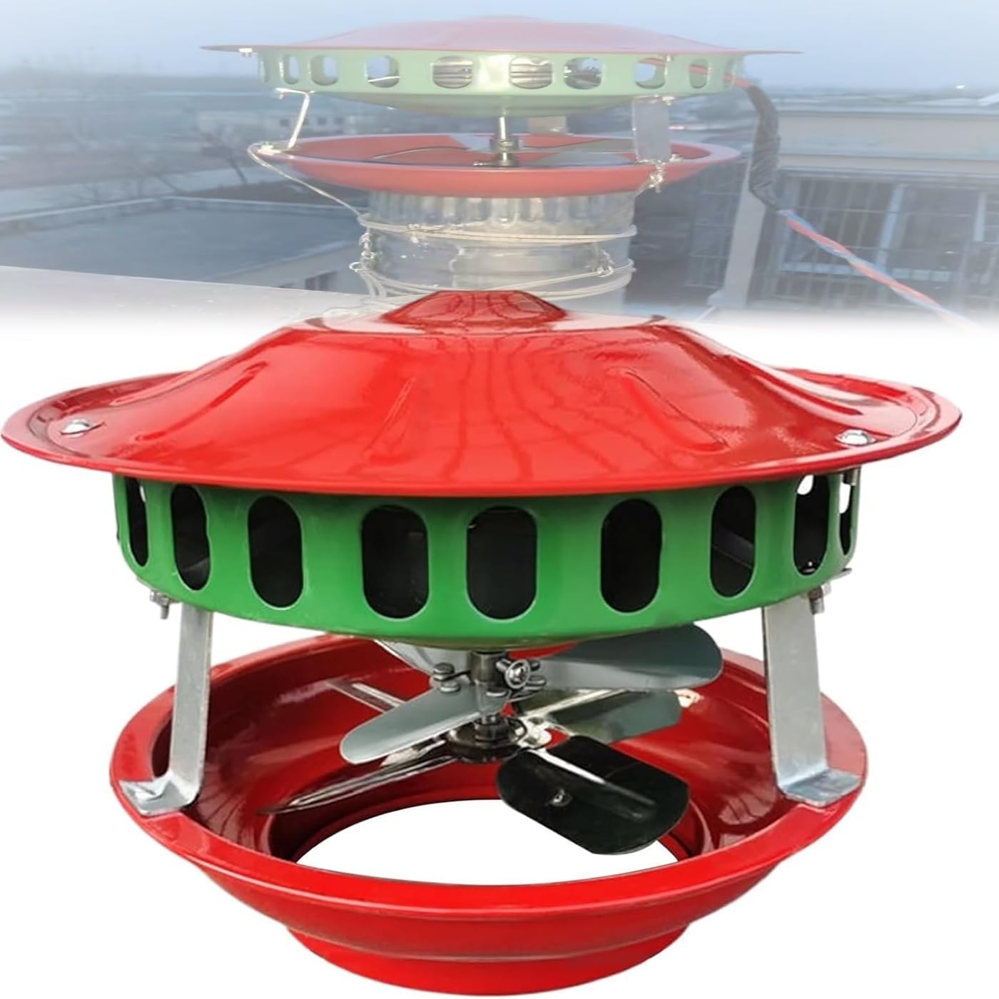 Ventilateur cheminée 7 pales extracteur de chaleur pour conduit ajustable 9-21cm