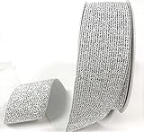 silberschwamm lurex Silber Metallic Elastic Silber Metallic 40 mm Lurex Elastic, Meterware (auf eine Bertie \'s Bows ribbonc Karte)
