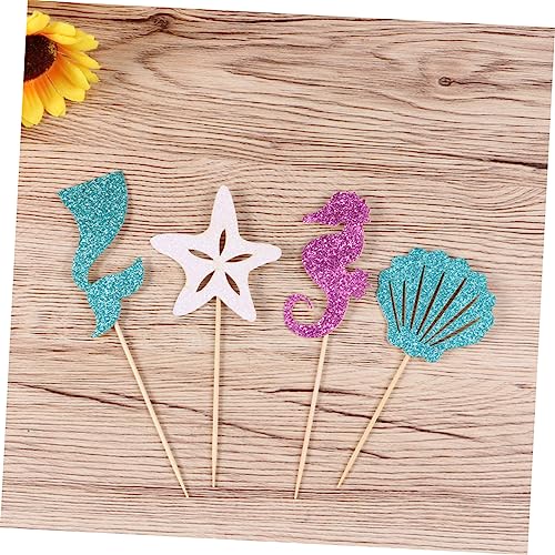 Amosfun 36 Unidades De Enfeites De Natal Cartões De Cauda ​​Bolo De Sobremesa Sereia Suprimentos Dec