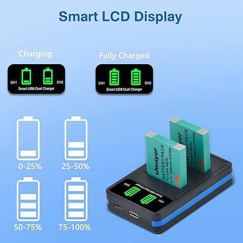 Miniatura 5 de Paquete de 2 baterías y cargador NB-6L NB-6LH para Canon PowerShot SX540 HS, SX530 HS, SX520 HS, SX510 HS, SX500 is, SX700 HS, SX710 HS, SX610 HS,