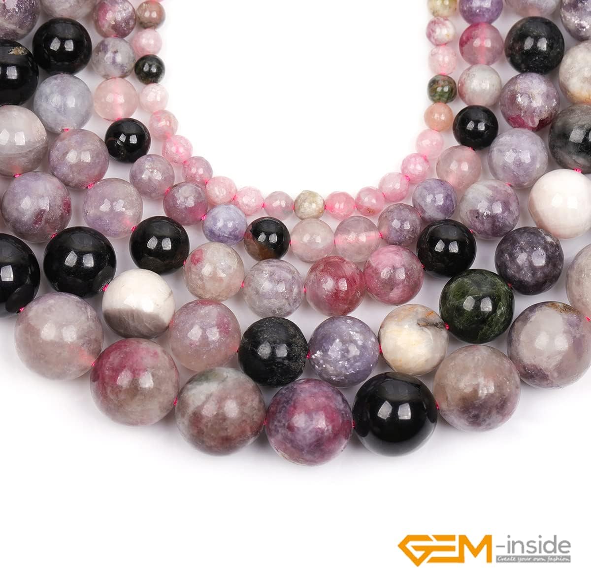 GEM-Inside Tourmaline Gemstone Loose Beads Natural 4mm Round Energy Stone Power Beads for Jewelry Making 15" - Image 6