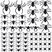 JIALWEN 60 Pieces Realistic Plastic Spiders Black Fake Spider Toys and Spider Rings Spider Toys Halloween Prank Prop for Halloween Home Party Decorations, Multiple Sizes and Styles