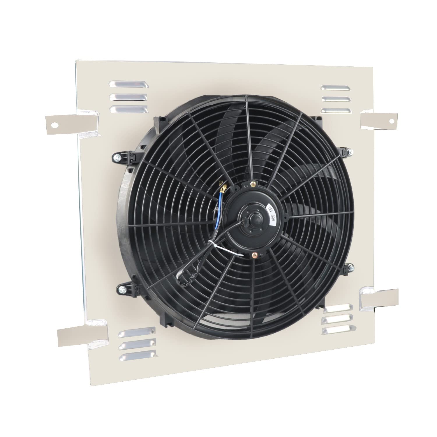 Aluminium Radiator Shroud + 1 X 16'' Fan Compatible with Jeep Wrangler JK 3.6L 3.8L V6 Gas 2007-2018