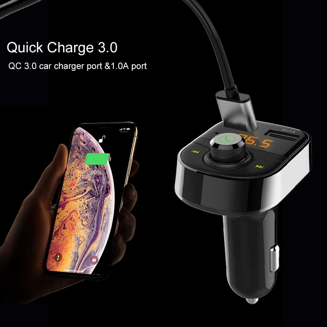 Big Sale Bluetooth FM Transmitter for Car, QC3.0 USB Fast Charging,Handsfree Call Adapter,Support USB Flash Reader Car Kit,Dual Port Car Charger Compatible with iPhone,Samsung (Silver) Best Cyber Monday 🔥 Bluetooth FM Transmitter for Car, QC3.0 USB Fast Charging,Handsfree Call Adapter,Support USB Flash Reader Car Kit,Dual Port Car Charger Compatible with iPhone,Samsung (Silver)