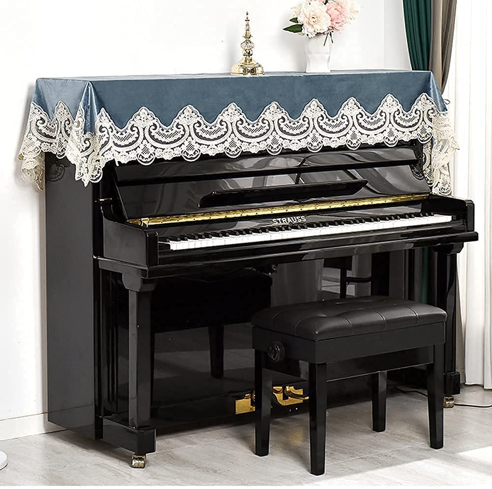 Copertina per pianoforte verticale, Copertura for pianoforte elettronico, spessa, alla moda, con ricamo in pizzo di lusso