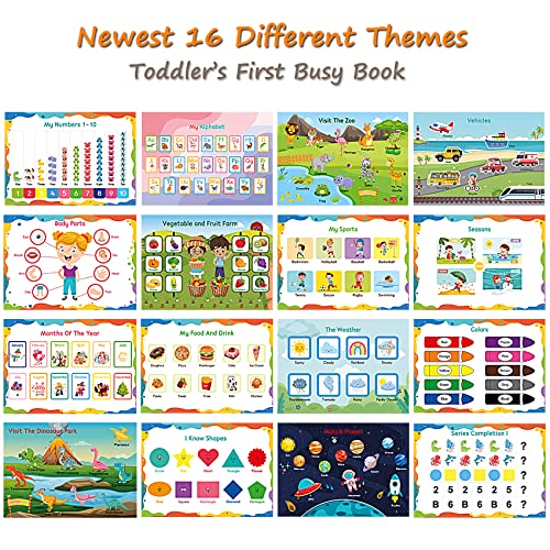 Montessori Preschool Learning Activities 32 Pages Busy Book, Montessori Toys For Toddlers, Preschool Activity Binder For Kids Early Educational Learning Materials And Coloring Book For Boys & Girls #TOP1