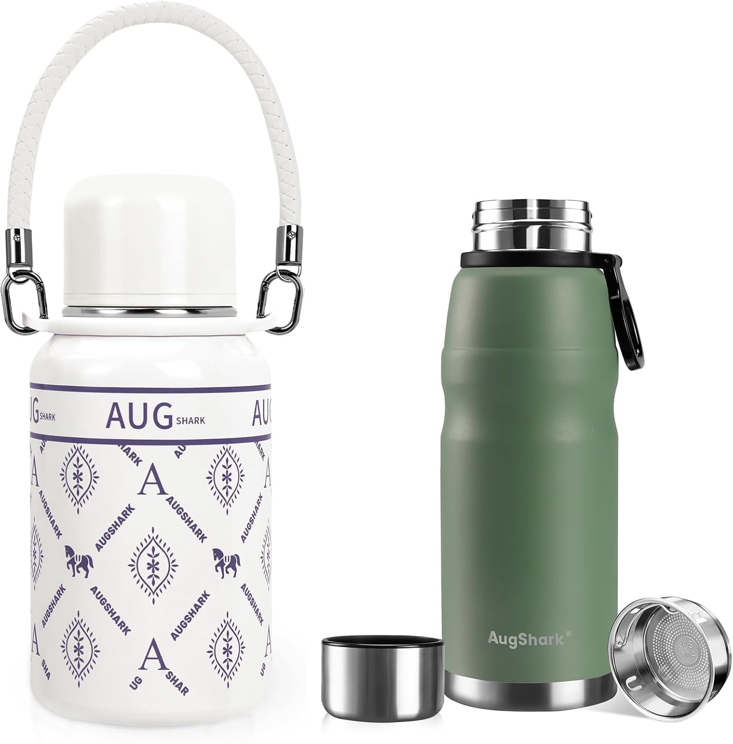 20 oz Insulated Water Bottle + 32 oz Insulated Tumbler with Straw,Travel Coffee Cup with Lid Leak Proof Metal Water Bottle for Hot and Cold Drink