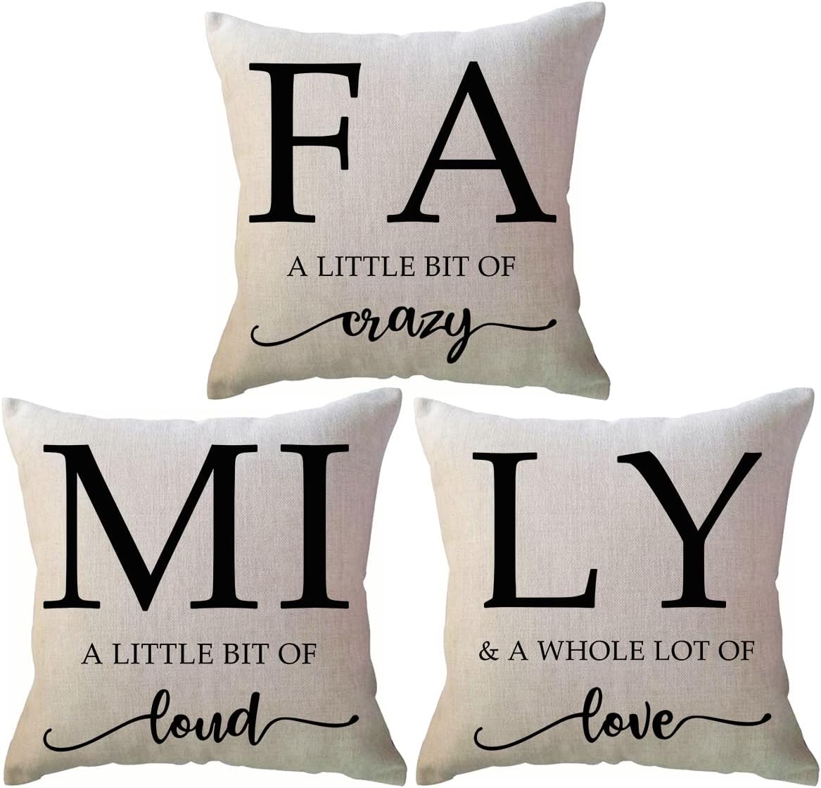 ULOVE Reversible Throw Pillow Cover - "Our Happy Place" & "Home Sweet Home", 12x20 Inch, Grey Farmhouse Decor