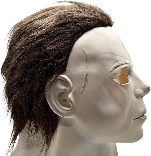 Miniatura 2 de Festive Find Michael - Máscara de terror de Halloween para adultos, máscara facial blanca aterradora de cabeza completa