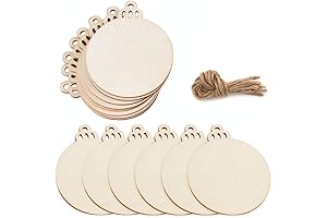 PartyTalk Round Wooden Discs with Holes for Custom Crafts