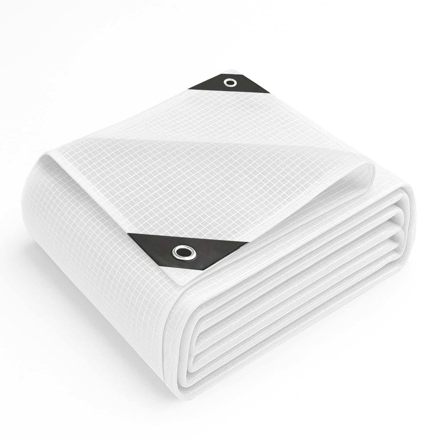 Keplin 3x3m Waterproof Tarpaulin Cover Sheet 100gsm - Heavy Duty, Mould-Resistant, Easy to Wash -PE Material, Reinforced Edges with Metal Eyelets -Clear Mesh -Ideal for Indoor-Outdoor Protection
