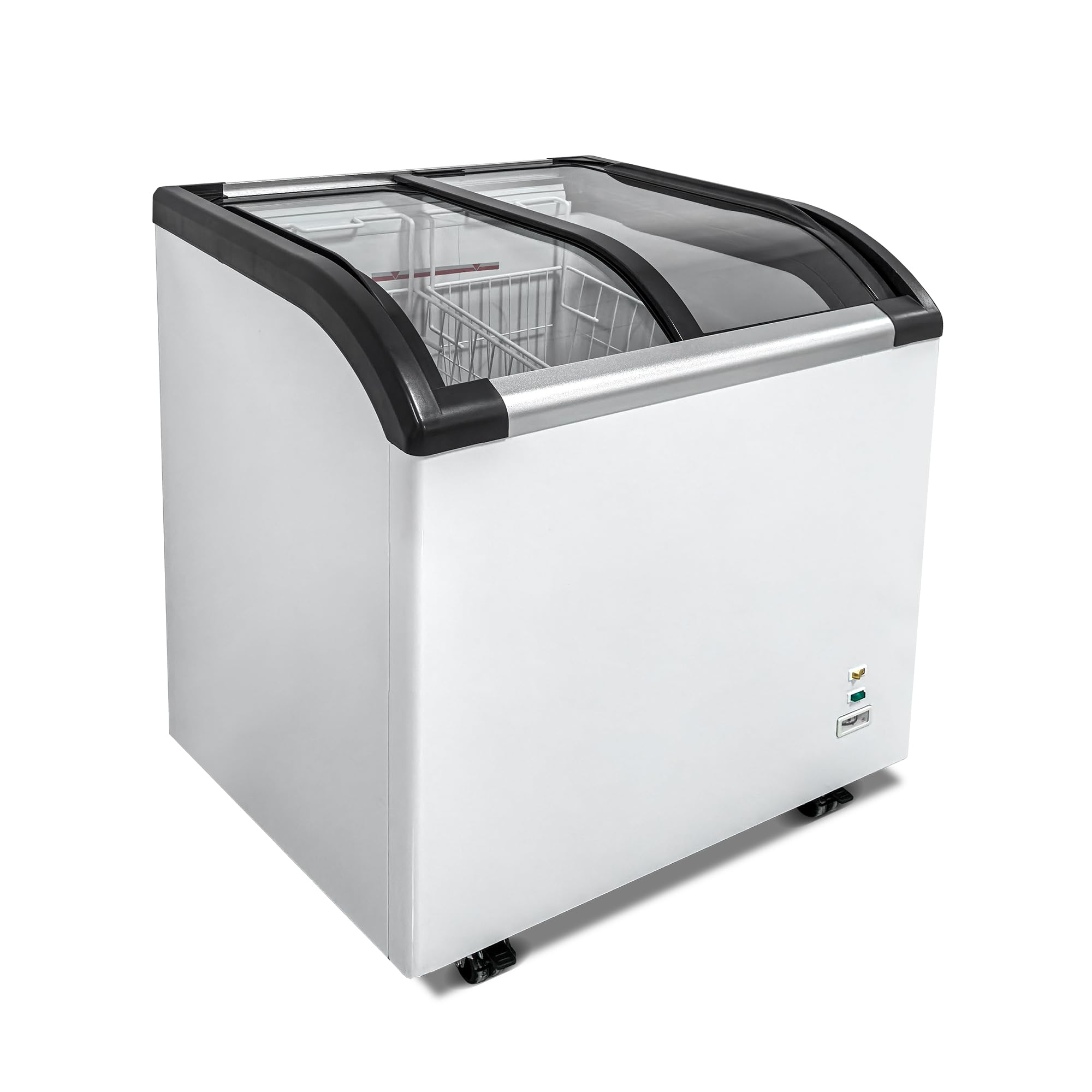 WURESE Curved Top Display Freezer, 4.6 Cu.ft, Sliding Glass Lid, Commercial Chest Freezer, White