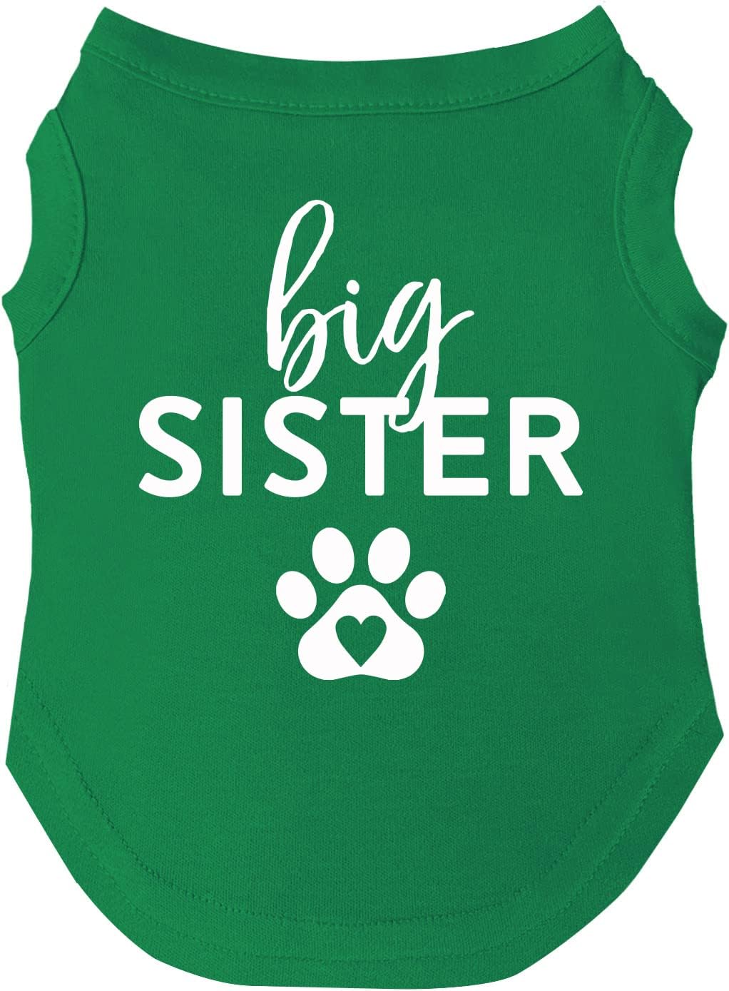 Big Sister with Paw Dog Tee Shirt | Sleeveless | Sizes for Puppies, Toys and Large Breeds (Hot Pink, 2X-Large 86)