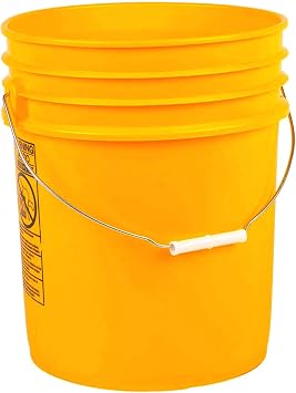 5 Gallon Yellow Buckets, Six (6) Pack | Plastic | Yellow