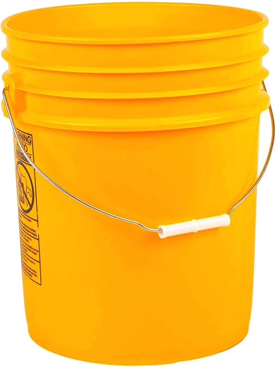 5 Gallon Yellow Buckets, Six (6) Pack | Plastic | Yellow