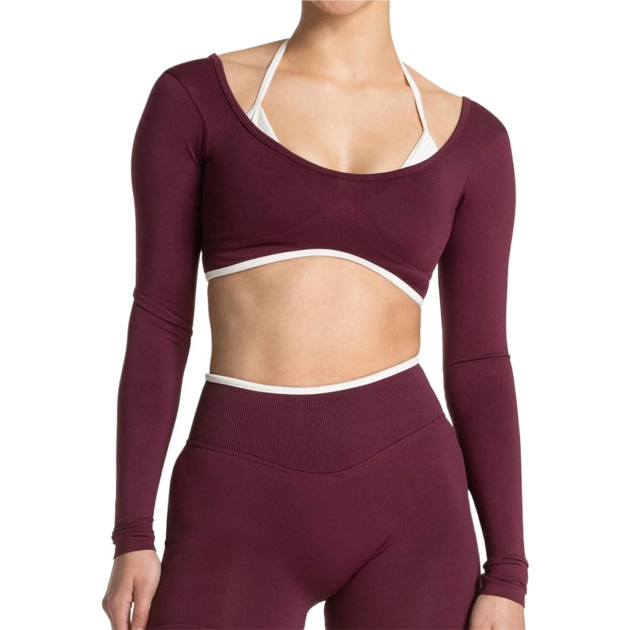 关键词 Set Yoga Donna Set da Yoga Donna 2 Pezzi Senza Cuciture Lmpact Palestra Collant a Maniche Lunghe Top Pantaloncini Fitness Abiti Allenamento