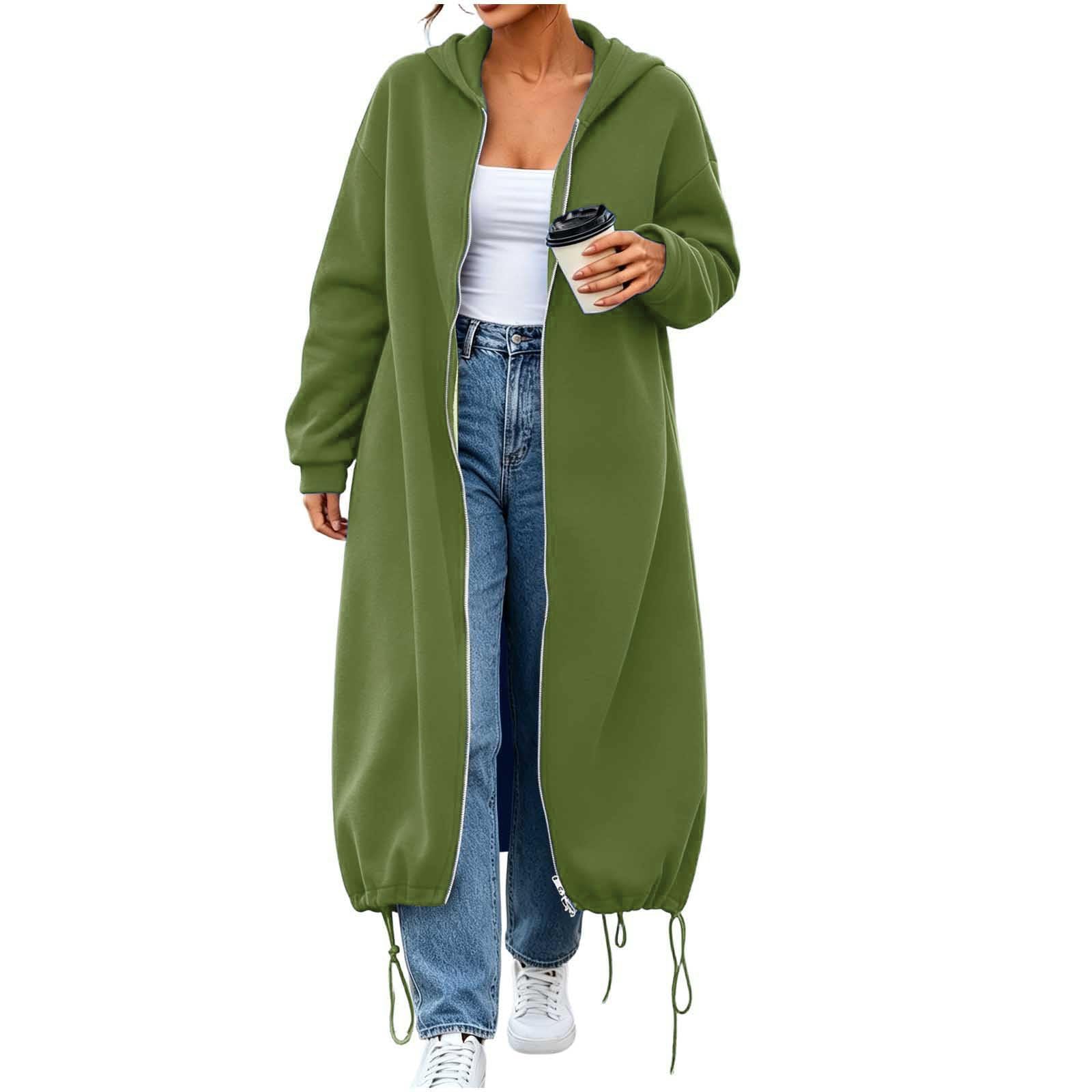 Generico Felpe con Cappuccio da Donna con Zip Oversize A Tunica Lunga | Felpe Casual A Maniche Lunghe Sweatshirt Autunno Inverno Giacca Con Cappuccio Cappotto Da Indossare Tutti I Giorni
