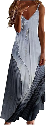 Ceboyel Women Floral Spaghetti Strap Sundress Casual Summer Long Maxi Dress Vneck Sexy Boho Dresses Trendy Beach Clothes 2024