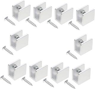 WOONEKY 10pcs Glass Sandwich Plate Support Plastic Mirror Square Stand Adjustable Shelving Floating Shelves Brackets Glass Clamps Floating Glass Shelf Brackets Shelf Clamps Shelf Holder