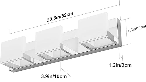 Miniatura 7 de Tipace - 3 Lámparas regulables de tocador, modernas, cromadas, con luz led arriba y abajo, para colocarlas en la pared o sobre el espejo del tocador