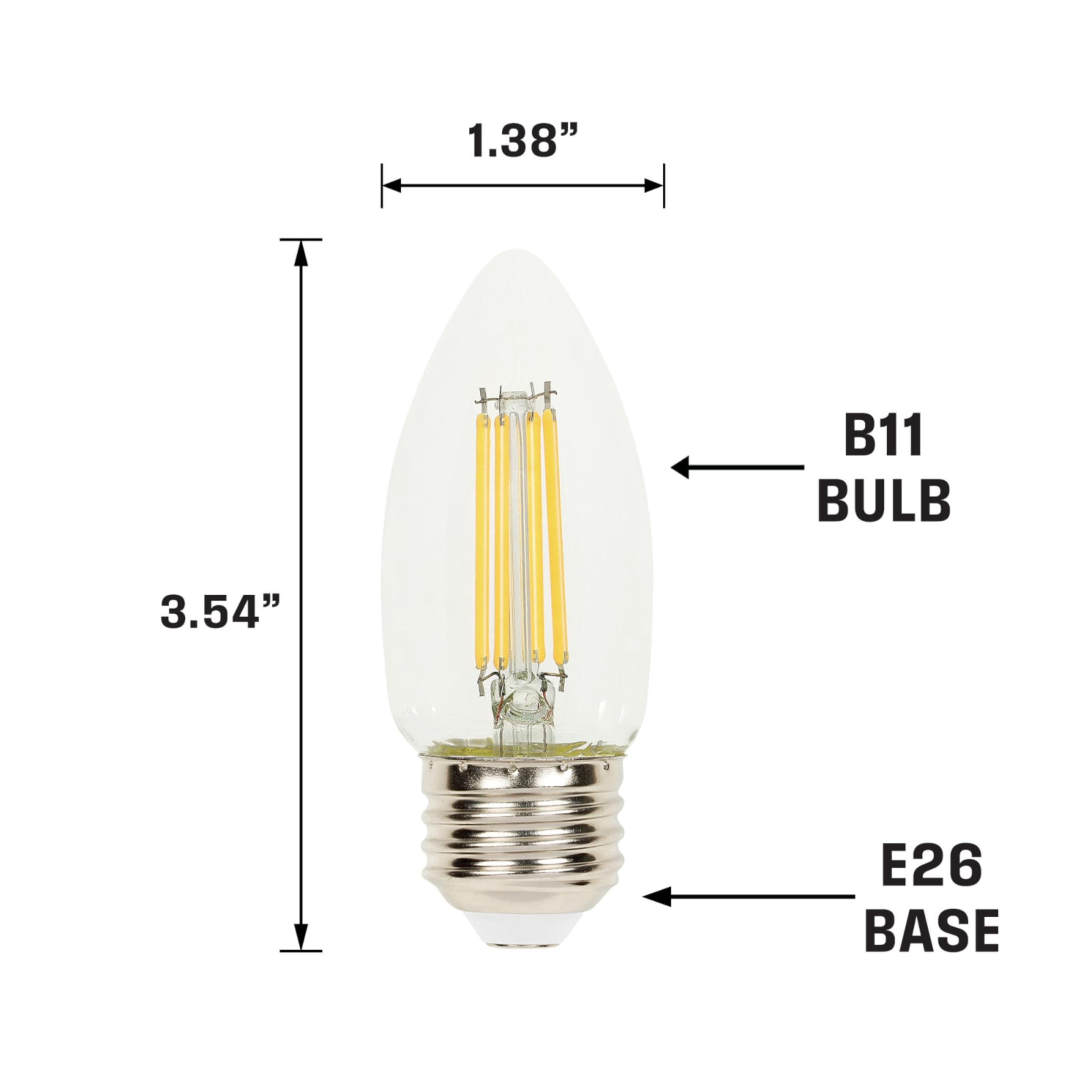 Westinghouse Lighting 5316900 4 5 Watt 60 Watt Equivalent B11 Dimmable Clear Filament LED Light Bulb Medium Base — view 3