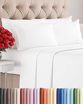 CGK Linens Queen 6 Piece Sheet Set - Cooling Sheets for Hot Sleepers - Hotel Luxury Bedding Set with 8-16 Inch Deep Pockets - 1 Flat & 1 Fitted & 4 Pillowcases - Soft, Easy Care & Wrinkle Free - White