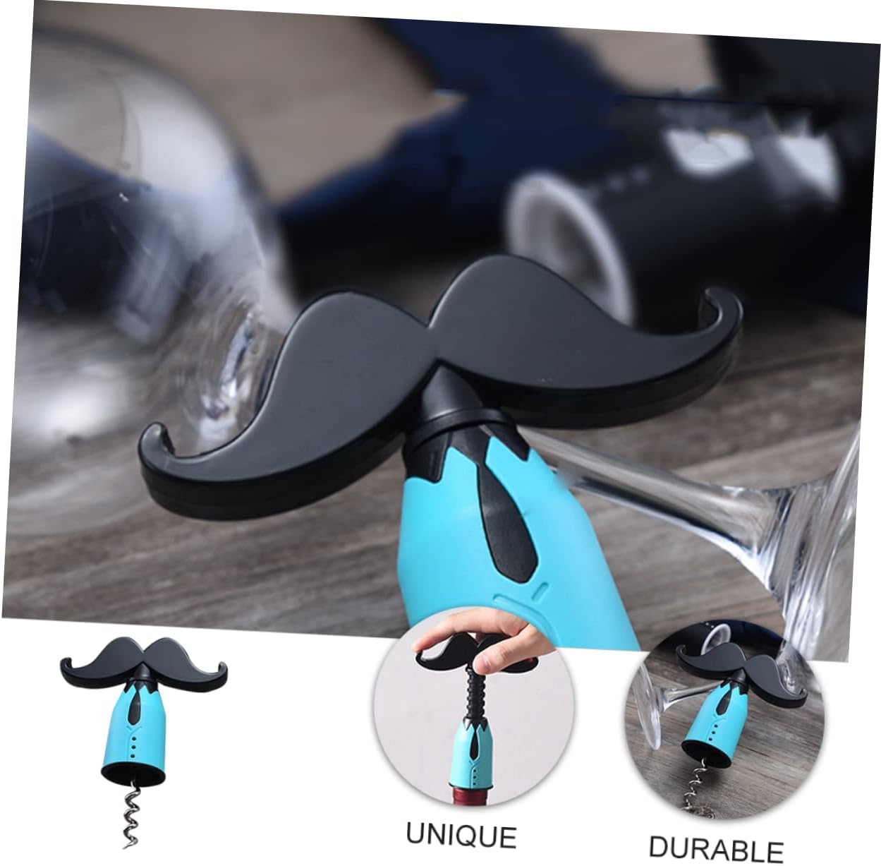 Creative Gentleman Corkscrew Wine Bottle Opener Portable Blue image 2