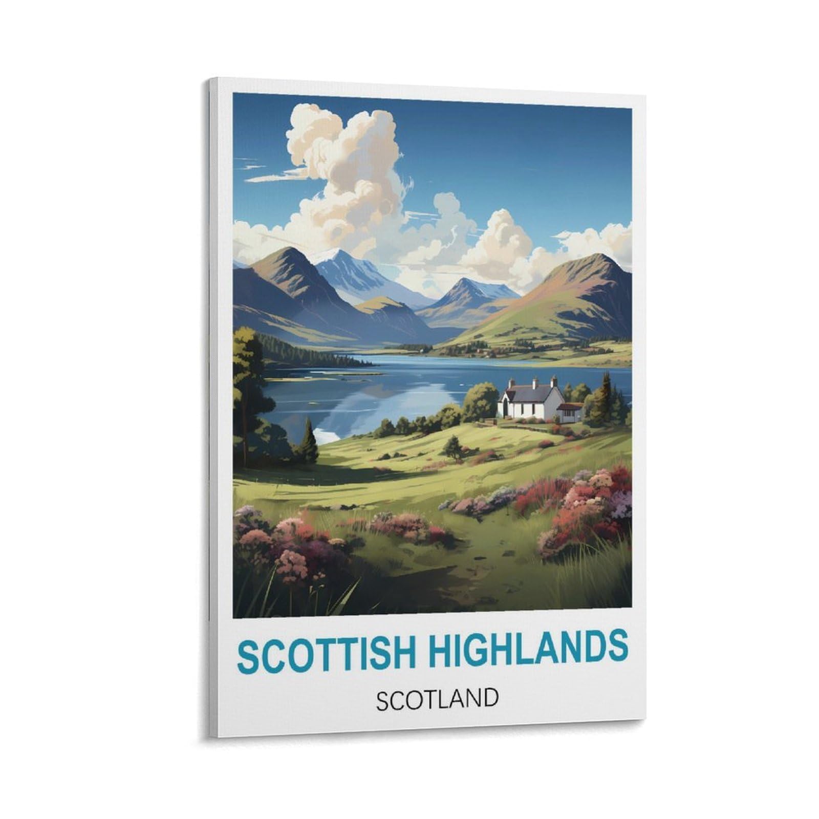 NHGEQAA Scottish Highlands Scotland Vintage Travel Posters 12x18inch(30x45cm) Canvas Wall Art Print Picture