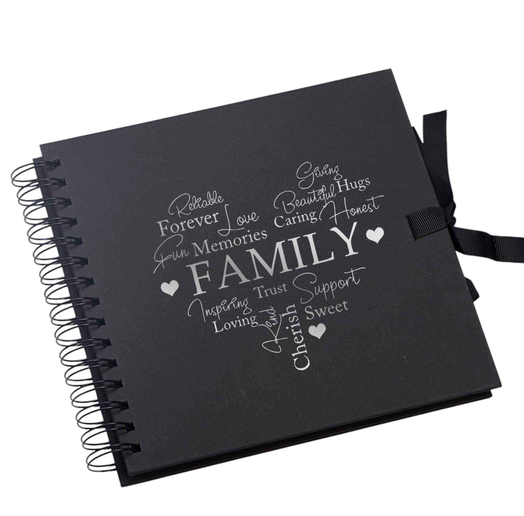 Ukgiftstoreonline Black Family Themed Scrapbook Photo Album With Silver Script
