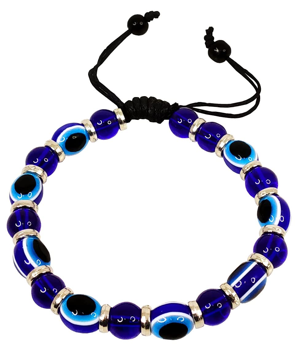 De-Ultimate Adjustable Round Blue Stone Moti Beads 8 Evil Eye Nazar Suraksha Kavach Freindship Wrist Band Cuff Rope Charming Bracelets For Mens And Womens (B0B7SH2B7N) Amazon Price History, Amazon Price Tracker