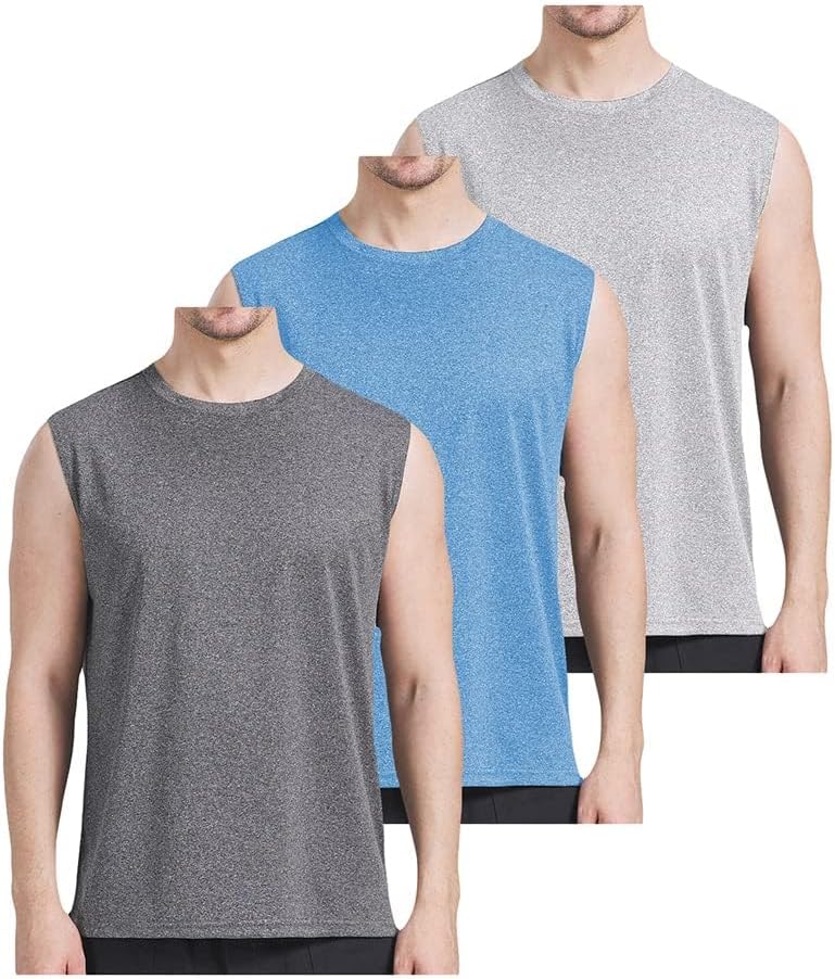3 Pack Men's Workout Tank Top Dry Workout Sleeveless T-Shirt - Image 2