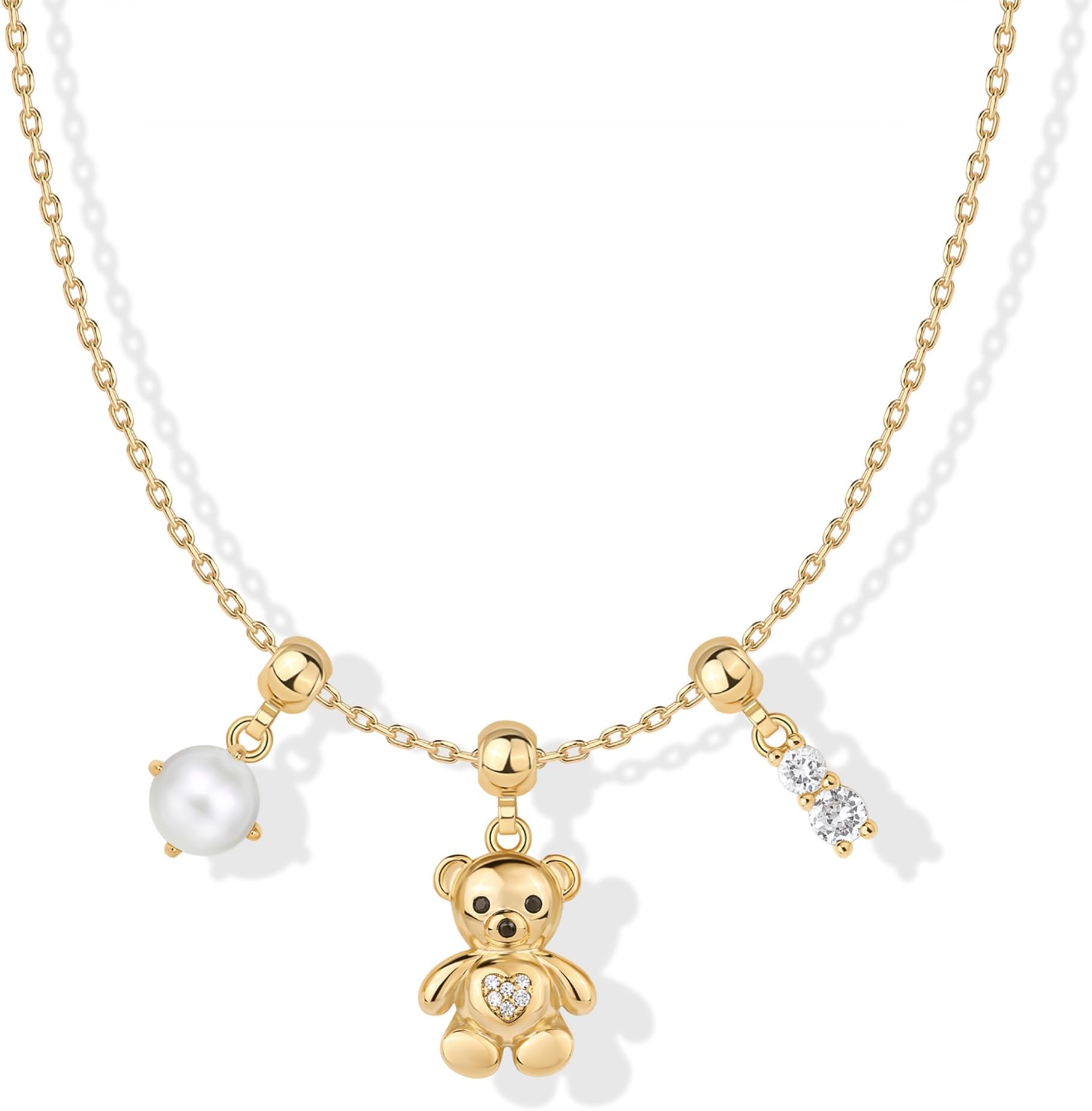 PAVOI 14K Gold Plated Dainty Necklace with Charms Set - Hypoallergenic Adjustable Chain Gold Charm Necklace for Women - Small Motif & Mantra 2 and 3-Pack Removable Pendants - Cute Jewelry Gifts