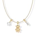 14K Gold Plated Dainty Necklace with Charms Set - Hypoallergenic Adjustable Chain Gold Charm Necklace for Women - Small Motif & Mantra 2 and 3-Pack Removable Pendants - Cute Jewelry Gifts