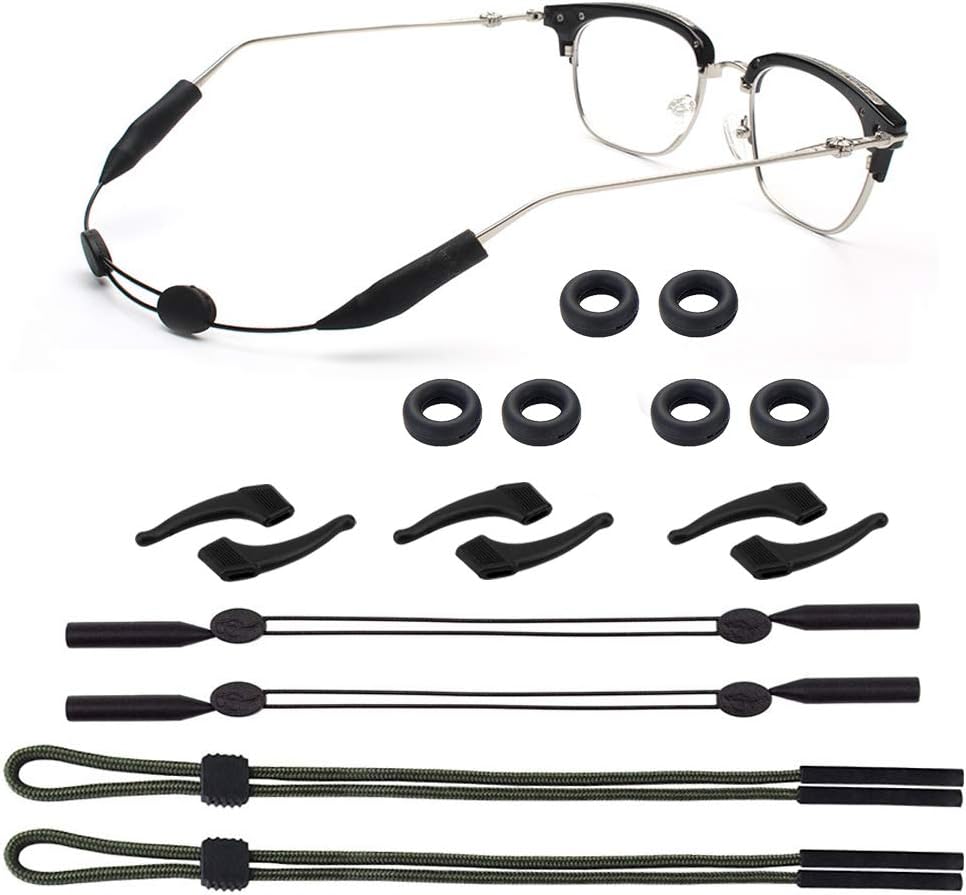 4 Pack Adjustable Eyeglass Strap, Sports Sunglass Holder Strap, No Tail Sunglass Strap Eyewear String Holder Eyewear Retainer for Your Sunglasses with Anti-slip Hooks